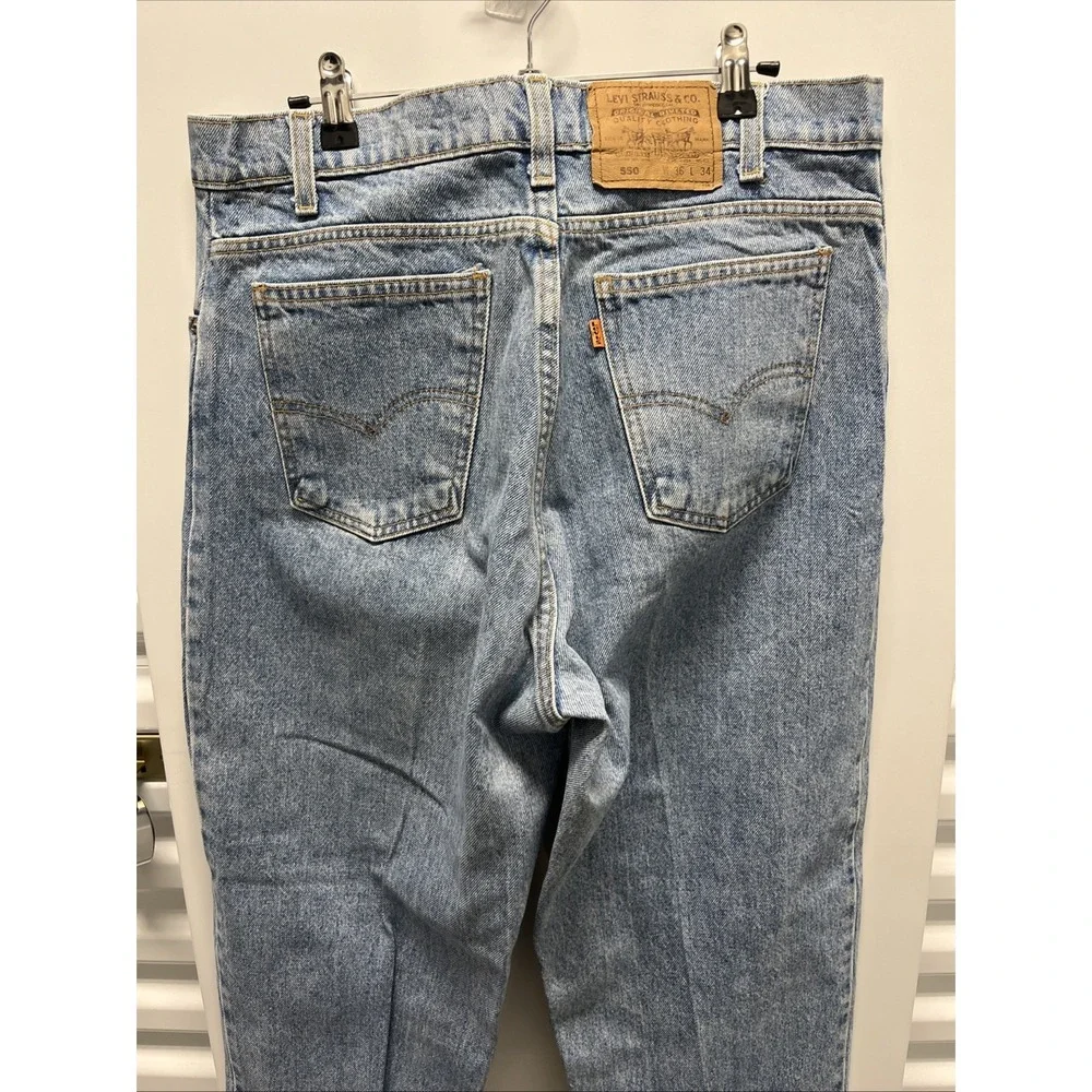Vintage 1993 Levi's 550 Mens 34x33 Relaxed USA Made Orange Tab Blue Denim Jeans